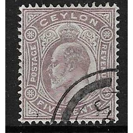CEYLON 1904-5 EDVII 5c WMK MULTI-CROWN CA USED SG280