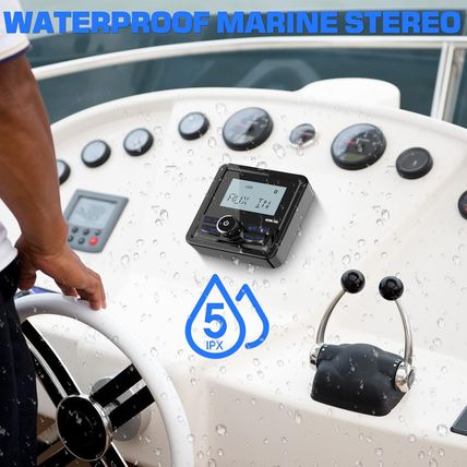 Waterproof Marine Digital Media Receiver - Bluetooth Marine Stereo with 2.8 Inch