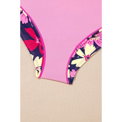 Rose Red Tie Shoulder Floral Print Cute Tankini Set