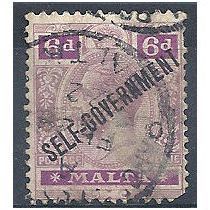 Malta 1922 SG109 6d Dull & Bright Purple Self Government Good Used .