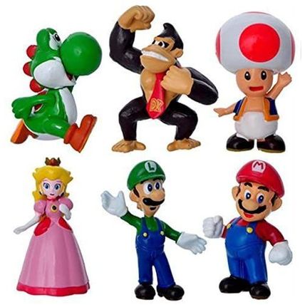 Children Super Mario Bros Game Toys Doll - 6pcs Kids Birthday Cake Toppers - Boy