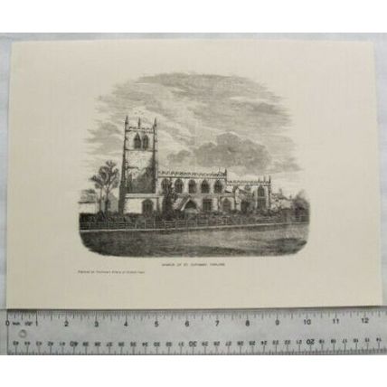 Engraving Church of St. Cuthbert, Fishlake