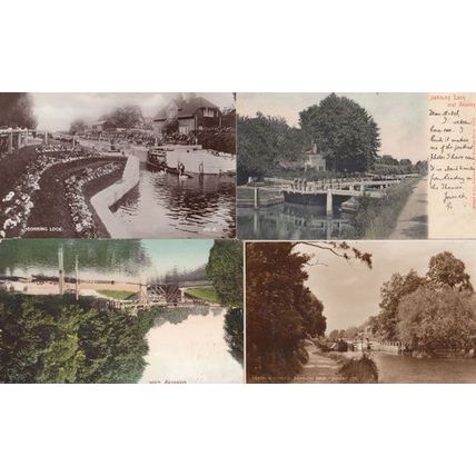Feeding Swans RPC at Sonning Lock & 3x Vintage 4x Antique Berkshire Postcard s