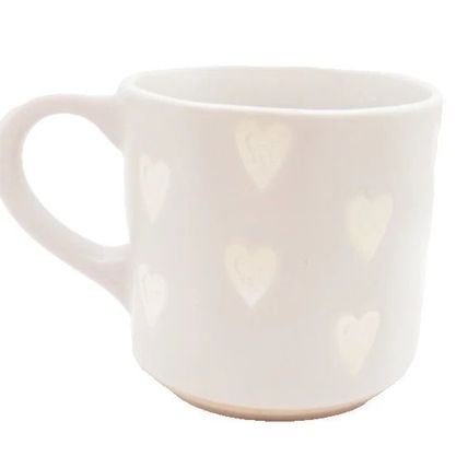 Light Beige Mug White Heart Pattern 9 CM Gift Tableware Home Decor Kitchen Gift