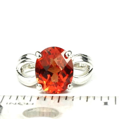 Created Padparadscha Sapphire, 925 Sterling Silver Ladies Ring, SR361