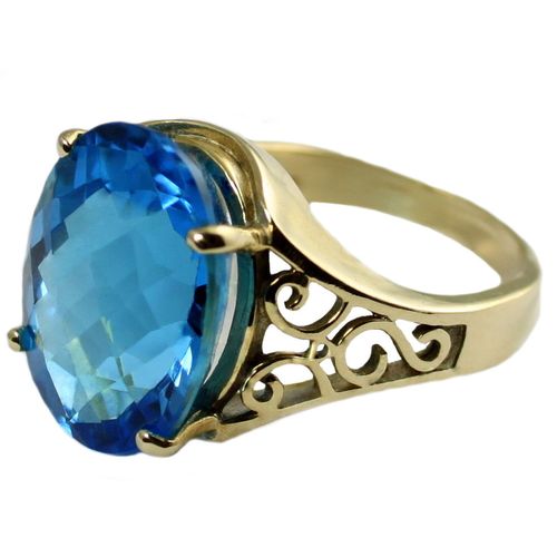 Swiss Blue Topaz, 10KY Gold Ring, R049