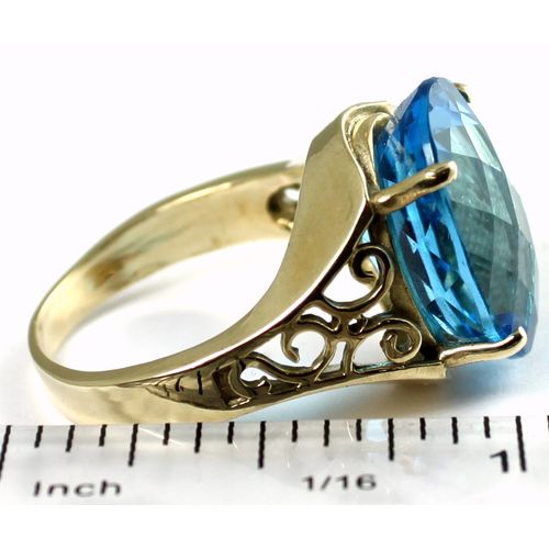 Swiss Blue Topaz, 10KY Gold Ring, R049