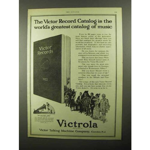 1922 Victor Victrola Ad - Record Catalog the Greatest
