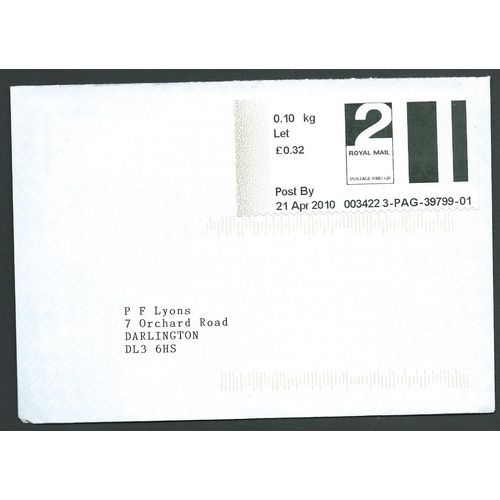 2010 2ND 'POST & GO' (MANCHESTER SPRING GARDENS) ON COVER (EBID4002)