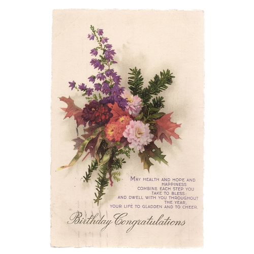 BIRTHDAY CONGRATULATIONS.. used vintage postcard 1931 postmark