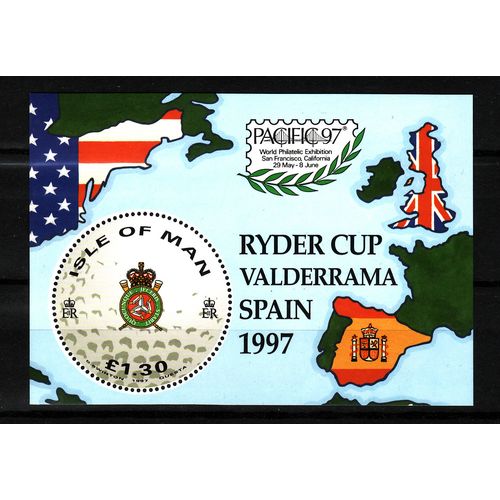 1997 Isle of Man, Ryder Cup Golf, NH Mint Sheet, SG ms759