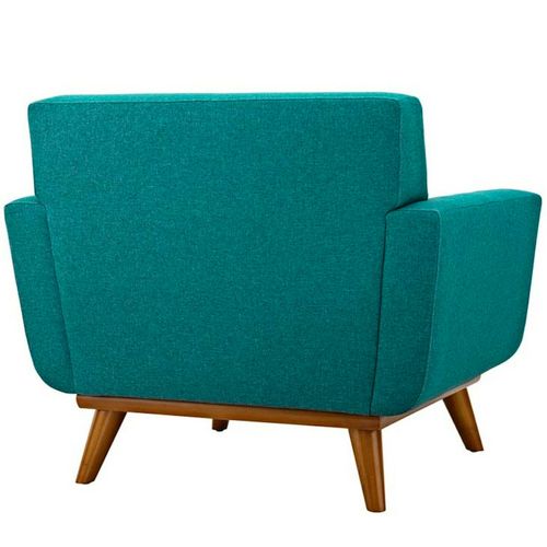 Classic Mid-Century Modern Tufted Club Arm Chair Beige Tweed Teal Blue or White