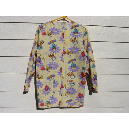 Cherokee Scrub Top XS 42 Chest NWOT Lt Yellow Ladybugs Medical Vet