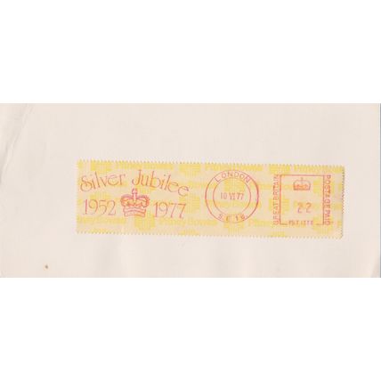 GB 1977 prepaid postage on card Silver Jubilee 22p
