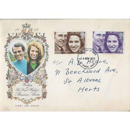 GB 1973 Princess Anne Wedding FDC St Albans pm