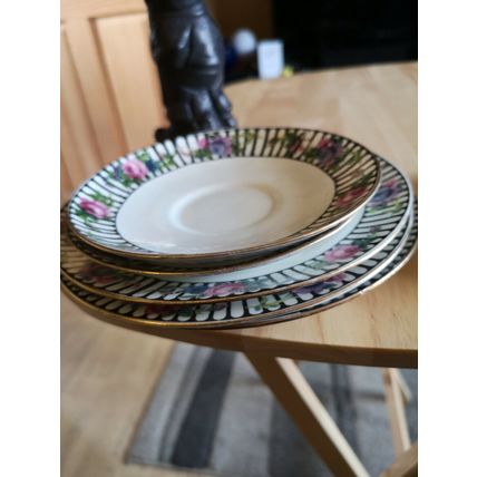 Paragon 3 Plates 2 Saucers Rose Design