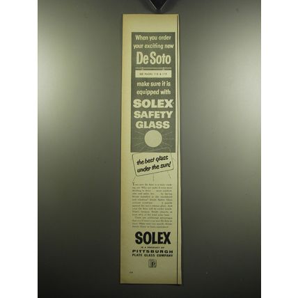 1957 Pittsburgh Plate Glass Solex Safety Glass Ad - When you order
