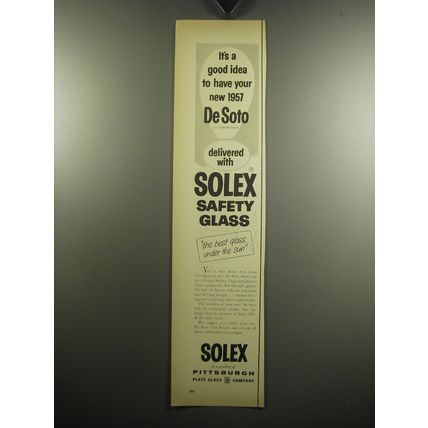 1957 Pittsburgh Plate Glass Solex Safety Glass Ad - It's a good idea to have