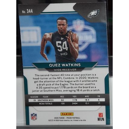 2020 Panini Prizm QUEZ WATKINS (Eagles) Rookie Card #344