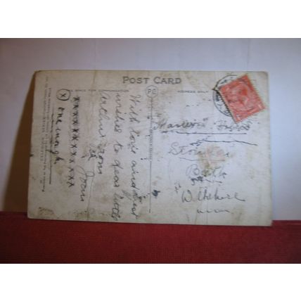 A BIRTHDAY KISS by Agnes Richardson used antique postcard 1918 pm children =