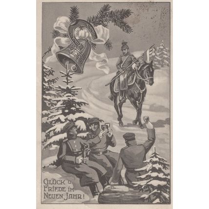 Military German Soldiers Christmas Day WW1 Sent From Camp Postcard
