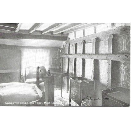 Andrew Borde's Bedroom - Mint House - Pevensey - Sussex 1910 Postcard