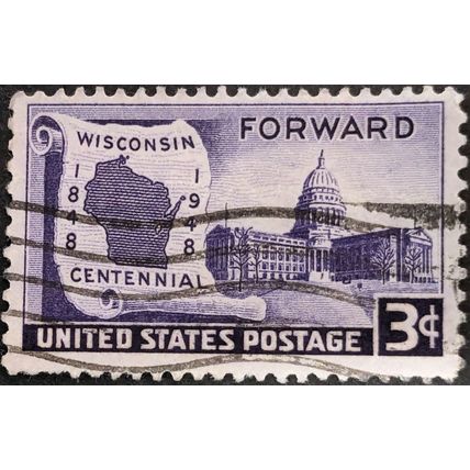 STAMP United States SG954 1948 3c Centennial of Wisconsin Statehood Used