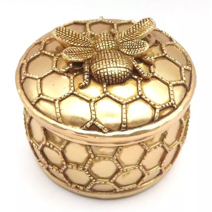 Bee Trinket Box with Hexagon Pattern 6.5 CM Great Gift Idea Home Decor Christmas