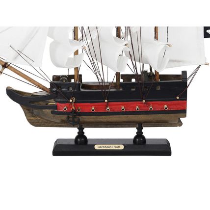 Wooden Caribbean Pirate White Sails Limited Model Pirate Ship 12""