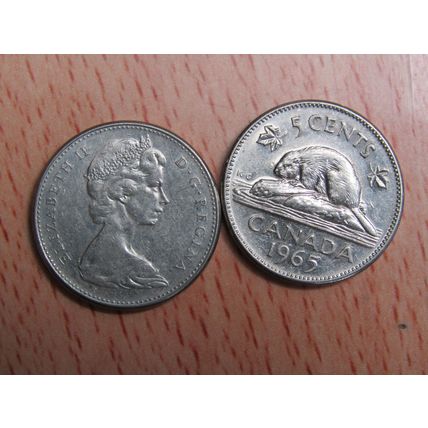 1965 Queen Elizabeth ll 5 Cents Canada Coin