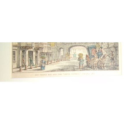 Old Temple Bar and the "Devil Tavern." 1897. Original hand-colored print