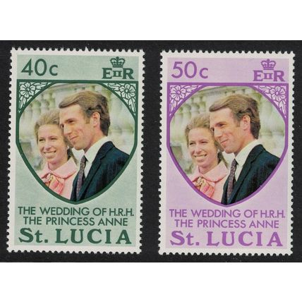 St. Lucia Royal Wedding Princess Anne 2v 1973 MNH SG#365-366