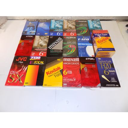 Lot Of 20 Various VHS T-120 6 Hour VCR Blank Video Tapes NEW SEALED Most Premium