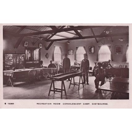 Miniature Billiards Table Tennis Military Convalescent Camp Eastbourne RPC Postc