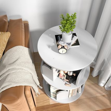 Nidouillet Rotating Bookshelf, Revolving Bookcase 360 Display round Bookshelf Na