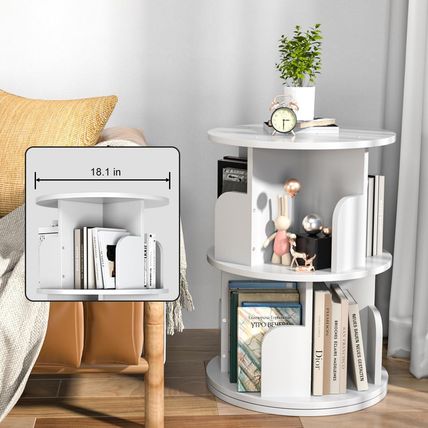 Nidouillet Rotating Bookshelf, Revolving Bookcase 360 Display round Bookshelf Na