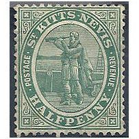 St. Kitts-Nevis 1907 SG12 1/2d Grey-Green Mounted Mint.