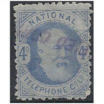 1890 4d Blue National Telephone Co Stamp Fine Used .