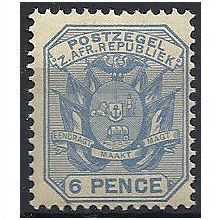 Transvaal 1895 SG210 6d Pale Dull Blue Mounted Mint . .