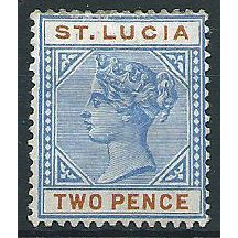 St Lucia 1898 SG45 2d Ultramarine & Orange Mounted Mint ... .