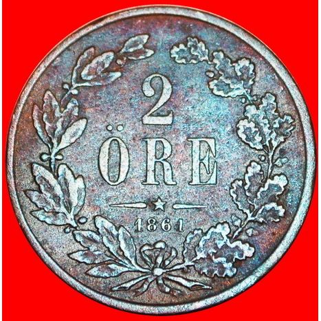 PORTRAIT: SWEDEN ★ 2 ORE 1861! LOW START★NO RESERVE!