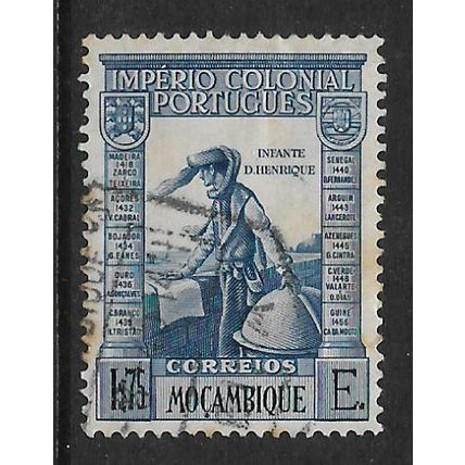 MOZAMBIQUE 1938 1E.75 BLUE HENRY THE NAVIGATOR SG 364 FINE USED#2