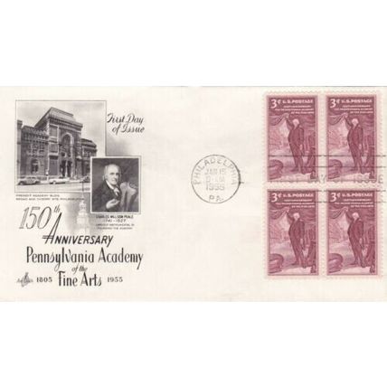 United States 1955 Pennsylvania Academy FDC Philadelphia Cancel unaddressed VGC