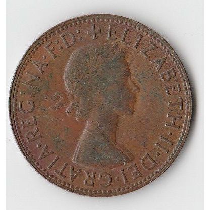 AUSTRALIA COIN - ONE PENNY 1963/ELIZABETH II/F/Y DOT