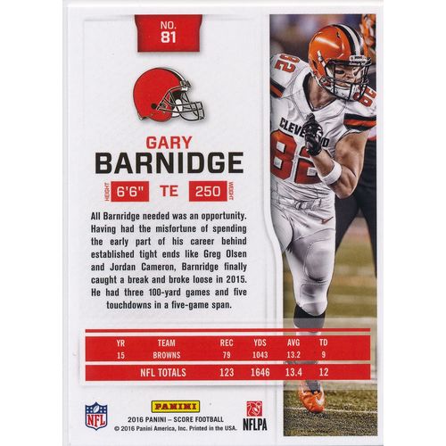 2016 Score Football 81 Gary Barnidge Cleveland Browns