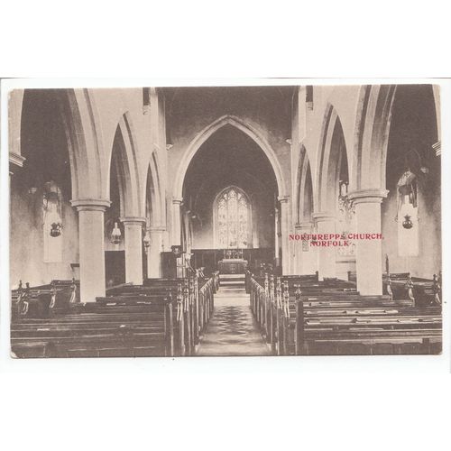 Northrepps Church Interior Near Cromer Norfolk Postcard