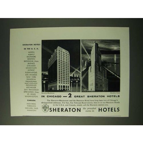 1955 Sheraton Hotels Ad - Sheraton-Blackstone and Sheraton Hotel Chicago