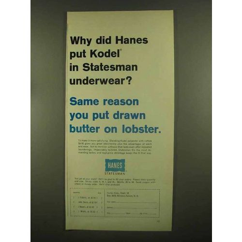 1965 Hanes Statesman Underwear Ad - Lobster