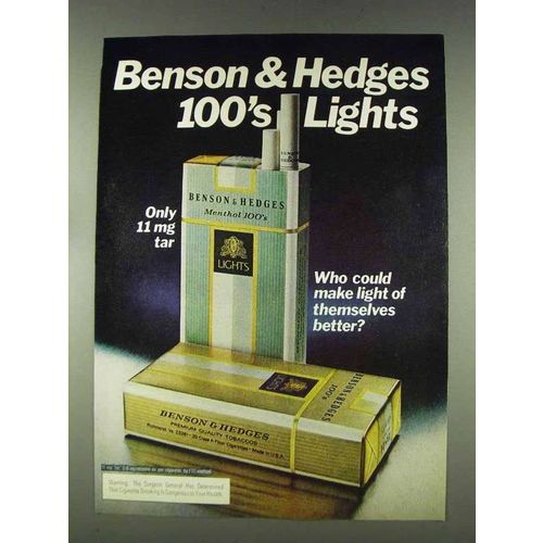 1978 Benson & Hedges 100's Lights Cigarettes Ad