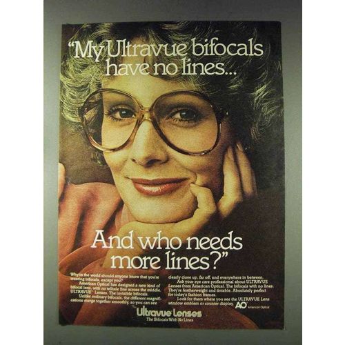 1978 American Optical Ultravue Lenses Ad - No Lines